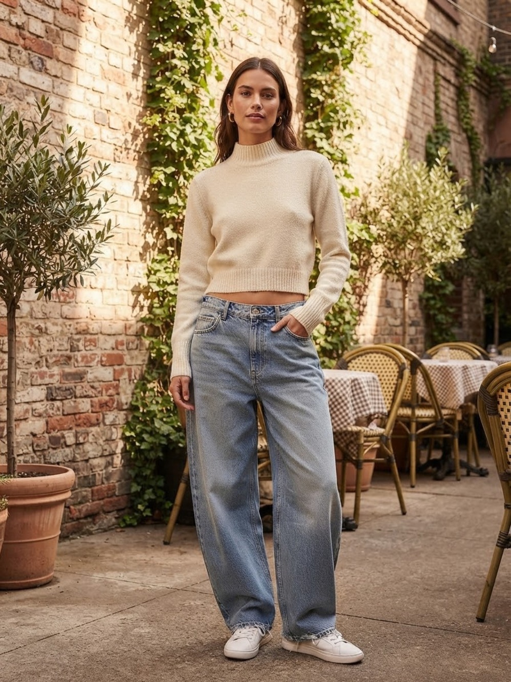 Wilfred Free Aritzia Naomi Cream Cozy Knit Mock Neck Sweater XS